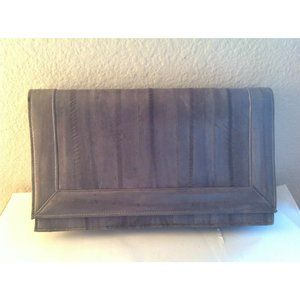 Genuine Vintage Light Grey Eel Skin Clutch Purse Handbag Korea